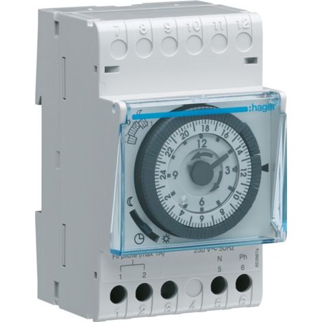 Hager 31711 Modularprogrammierer analog chauf élec mit Steuerleitung 1 Zone auf 7j 230V