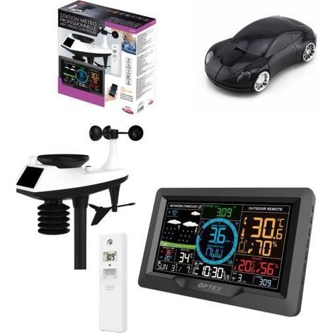 Station Météo - PRO - WiFi - Anémomètre - Pluviomètre - Extérieur 5 en 1 + Souris sans fil Porshe