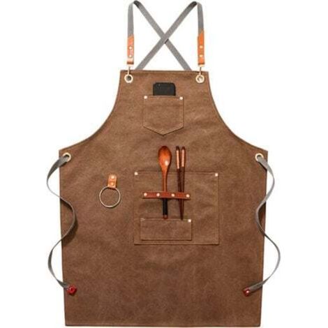 (Khaki) Hochwertige Cowboy-Schürze mit Taschen für Friseure, Maler, Gärtner und Haarstylisten für Damen und Herren
