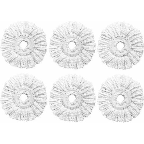 Lot de 6 têtes de rechange pour balai rotatif, compatibles avec les balais rotatifs de taille standard, faciles à nettoyer, recharges en microfibre durables. (1/4)