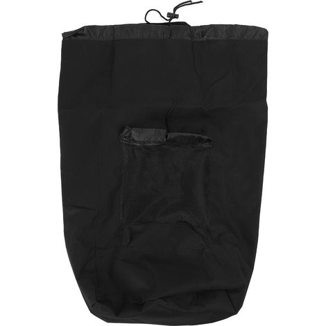 Sac à linge à dos en tissu Oxford 600D imperméable avec sangle réglable et poche filet, idéal pour voyage et lavoir, noir (1/5)