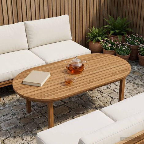 vidaXL Table Top 100 x 50 x 3.5 cm Oval Solid Teak Wood Natural (1/5)