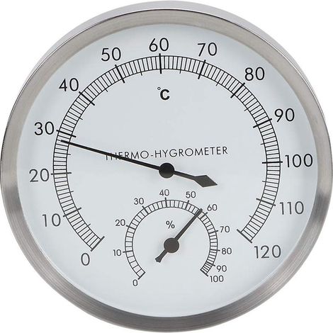 JANMIR-Hygromètre 2 en 1 en acier inoxydable pour sauna - Thermomètre-hygromètre - Accessoires pour sauna (1/5)