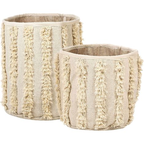 Aufbewahrungskorb 2er Set KAKKI Baumwolle Beige (1/5)