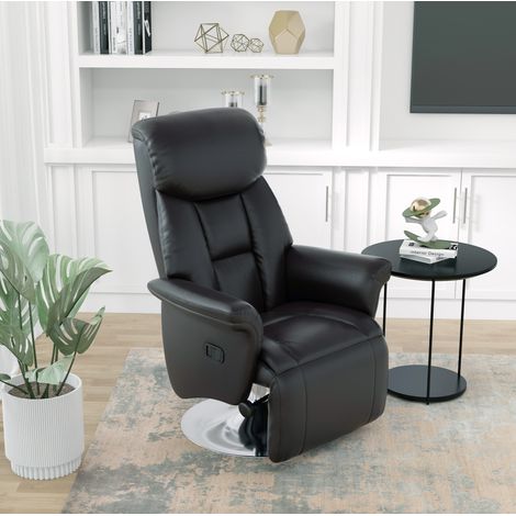 Manueller Relaxsessel mit 360°-Drehung, Fußstütze, schwarzes Kunstleder, 150 kg, OKMYHOME (1/5)