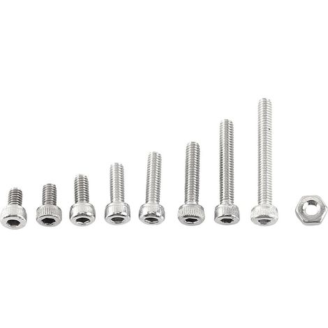 Vis à six pans creux, vis à six pans creux en acier inoxydable M2.5 A2 Boulon avec assortiment d'écrous hexagonaux, 300 pièces(A款:杯头) (1/5)