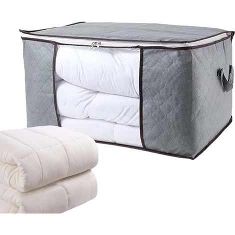Sac De Rangement Pour Couette - Boite Rangement Vetement Pliable - Grand Sac De Rangement Sous Lit Housse De Rangement Pour Couette Vêtements Édredons Couvertures Oreillers Jouets, Gris (1/5)