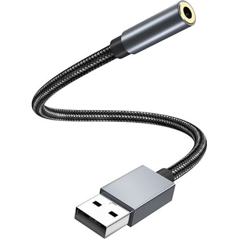 Adaptateur audio USB vers prise jack 3,5 mm (femelle) gris (1/5)