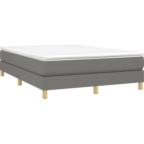 Sommier à lattes de lit avec matelas Gris foncé 140x200cm Tissu vidaXL