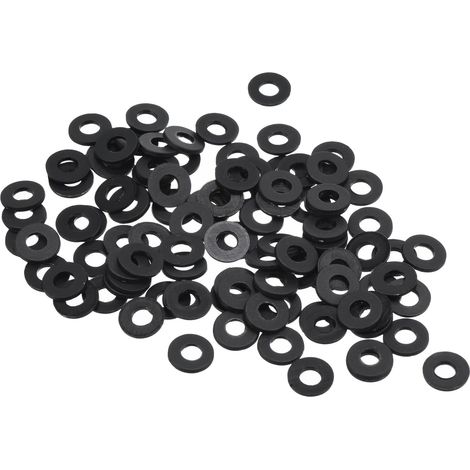 M4 Nylon Plat Rondelle, 100 Paquet 4mm ID 9mm OD Étanchéité Espaceur Joint Anneau pour Robinet Tuyau Eau Tuyau Fixation Boulon, Noir (1/5)