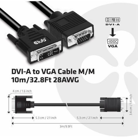 Câble Dvi-A Vers Vga - 3 M - Mâle/Mâle - 28 Awg - Noir (1/4)