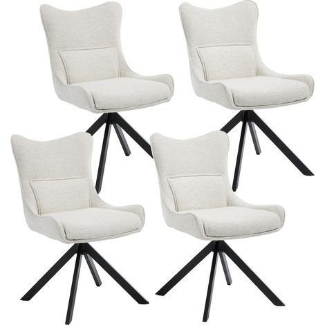 Wahson Dining Chairs Set of 4, Chenille Upholstered Swivel Kitchen Chairs with Backrest, Armless Side Chairs with Lumbar Support, Beige (1/5)
