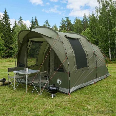 vidaXL Tunnel Tent 3-Person Olive Green Polyester and Steel (1/5)
