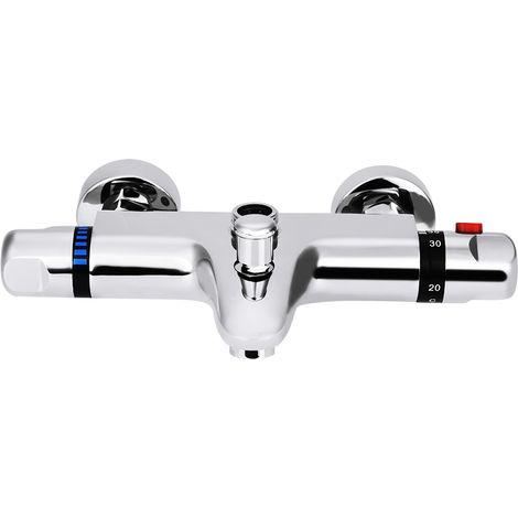 1 Robinet triple thermostatique, chrome, laiton, anti-brûlure, pour baignoire et douche(Troisième trimestre : septembre) (1/5)