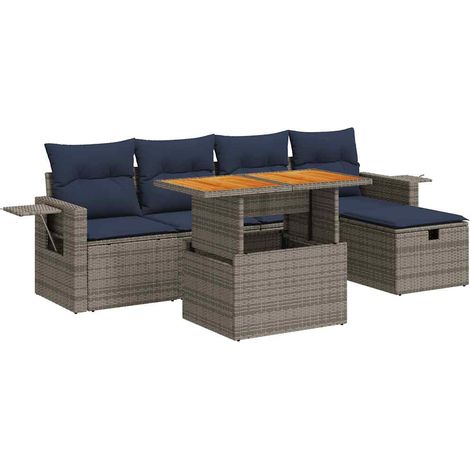Maison Exclusive - 6-tlg. Garten-Sofagarnitur mit Kissen Grau Pol