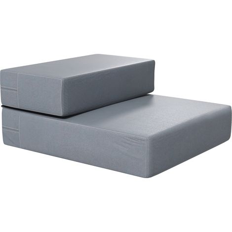 Tapis et marche-pied pliable 2 marches pour chiens et chats en PU gris 45x39x20 cm (1/5)