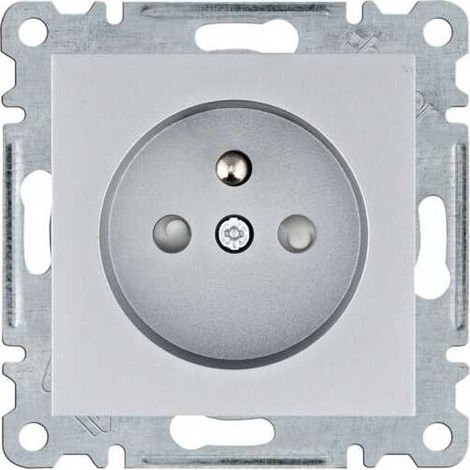Enchufe Lumina Power con obturador de contacto con toma de tierra, 16 A/250 V CA, color plata, WL1042