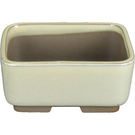 Vaso per bonsai Giapponese Morrisan rettangolare in gres smaltato bianco 11x8,5x4,5 cm - B03-3-4C (1/4)