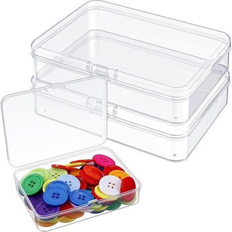 Plastic storage boxes with lids for beads, transparent, for small items, jewelry, crafts, 11.4 x 8.4 x 2.8 cm (1/5)