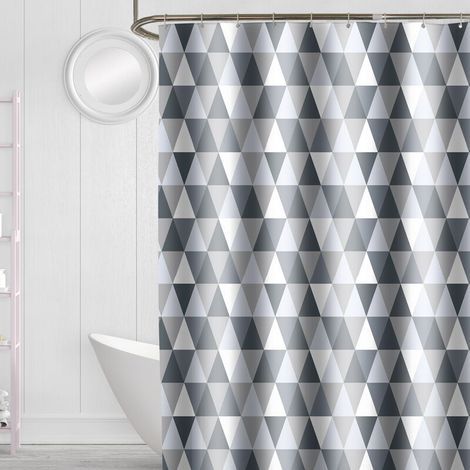 Rideau de douche 200 x 220 cm (200 cm de largeur, 220 cm de hauteur), tissu polyester imperméable anti-bactérien, anti-moisissure, lavable, avec 12 anneaux de rideau de douche (1/5)
