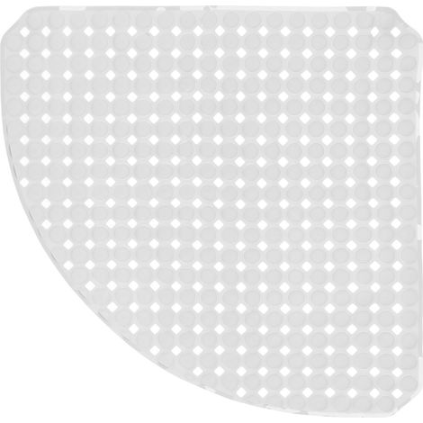 Rutschfeste Eck-Badezimmermatte für Badewanne oder Duschwanne BABEL 53 x 53 cm, Saugnäpfe, weiß, Kreise