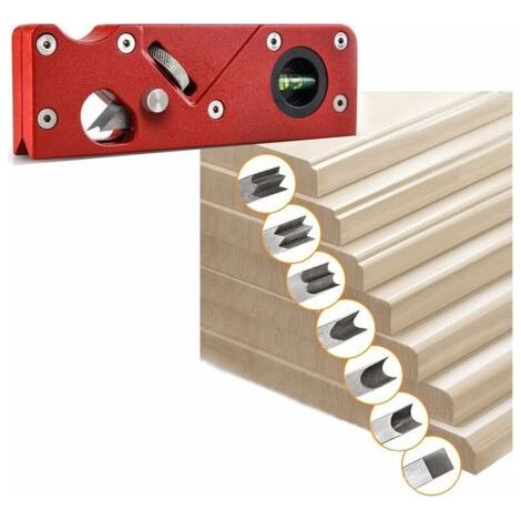QORVA-Rabot d'angle pour le travail du bois,biseau manuel de 45 degrés,Outil daplatissement de coin de bord de menuiserie,pour chanfreiner et couper le bois,Outil de bricolage- rouge + tête de coupe 7