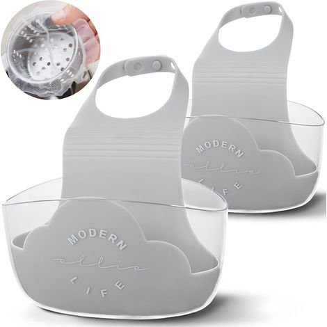 Support Pour Éponge - Porte-Éponge Pour Lavabo Cuisine - Réglable Sur Robinet - Gris - 2 Pièces (1/5)