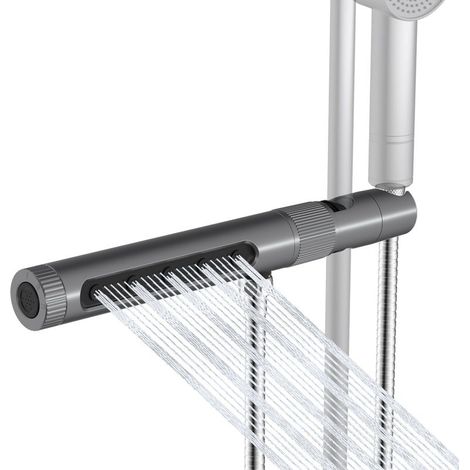 CYRILL – Spruzzatore integrato a 4 funzioni con manicotto scorrevole + raccordo a T + tubo flessibile, 84 x 30 cm (1/5)