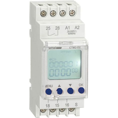 LETTEL - Minuterie multifonctions digitale 2 canaux 24-230V. Montage rail-din 2 modules. - CTM2-D2