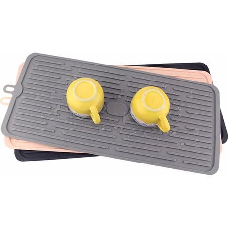 Égouttoir à vaisselle noir pour cuisine avec rainures profondes (1/4)