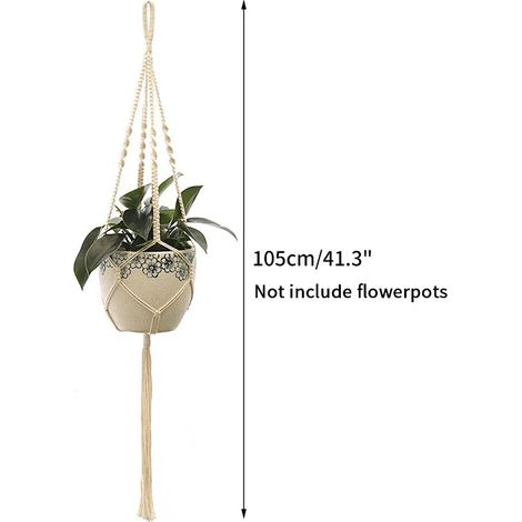 (S12) Paniers suspendus pour plantes en macramé faits main, suspension en corde de coton pour pots de fleurs, décoration murale pour jardin, cour ou terrasse. Fournitures de jardin. (1/4)