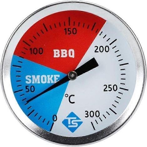 Thermomètre pour fumoir en acier inoxydable - Jusqu'à 300 °C - Compatible avec tous les barbecues, fumoirs et chariots de barbecue - Analogique - Accessoire pour barbecue (1/5)