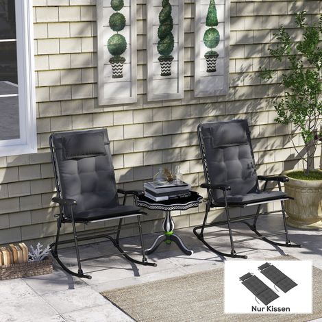 Lot de 2 coussins pour transats, déperlants, pour transats de jardin, 50 x 116 x 5 cm, gris foncé (1/5)