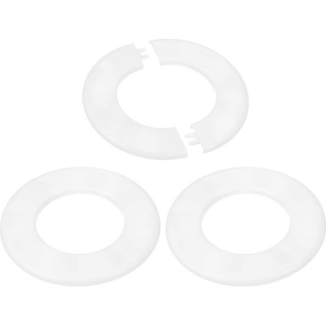 Cache Mitigeur Douche, 3pcs Écussons en ABS Garniture Robinet Douche Muraux pour 78mm, Décoration Rosace Robinet Coffrage Caches Tuyaux d'Eau Chauffage Plomberie Mural, Blanc (1/5)