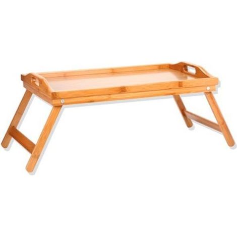 Plateau petit-déjeuner - SECRET DE GOURMET - Pieds dépliables - 65cm x 30cm x 23cm - Bambou - Marron