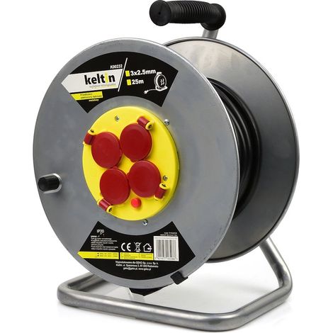 Carrete de cable de extensión eléctrico metálico 3x2,5 mm 25 m (2) (1/5)