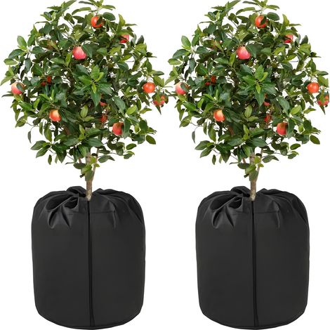 2-pack of plant pot protectors for winter, 40x40cm thermal pot protectors for plants, thermal plant pot protectors, outdoor winter protection with zipper and drawstring (1/5)