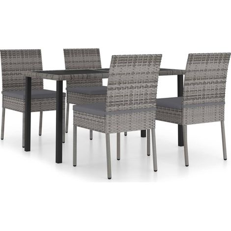 Maison Exclusive - 5-tlg. Garten-Essgruppe Poly Rattan Grau