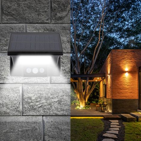 Lampada da Parete Solare Triplo Led 6500k 100lm Sensore di Movimento e Crepuscolare