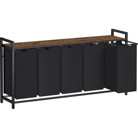 Cesto para ropa sucia con 3 compartimentos y 1 estante extraíble para bolsas de almacenamiento capacidad de 38 litros por bolsa para baño o lavadero color negro 120006771