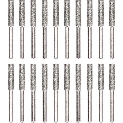 20-teiliges Kettensägen-Schärfset mit Schleifkopf, rotierender Feile und Fräskopf, silberfarben, 4 mm