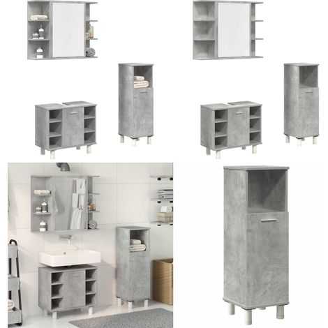 vidaXL 3-tlg. Badmöbel-Set Betongrau Holzwerkstoff (1/5)