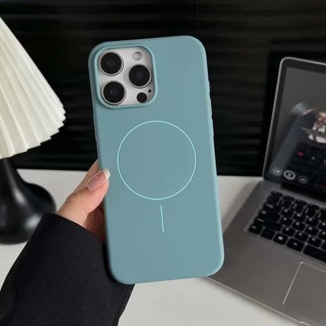 Coque pour iPhone 15 - MagSafe - Protection renforcée contre les chocs et l'appareil photo - Bleu clair (1/2)