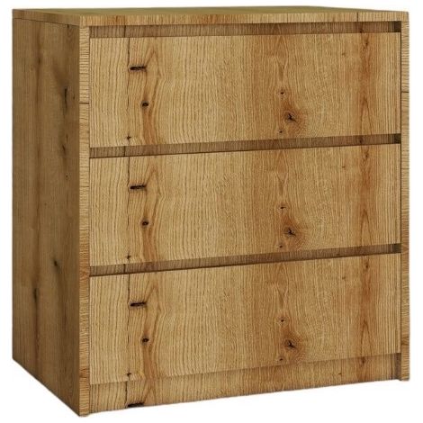 Evoke Kommode aus Eiche im Küstenstil mit 3 Schubladen, grifflosen Fronten, 70 x 75 x 43 cm (1/5)