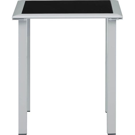 vidaXL Mesa de jardín acero y vidrio negro y plateado 41x41x45 cm (1/2)