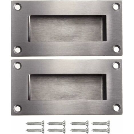 Poignées de porte poignée cachée poignée remplaçable pour porte coulissantes sans manche, Anticollision rectangulaires simple mais à la mode en acier inoxydable brossé satiné 2 pièces (1/4)
