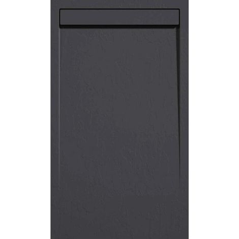 Mineralguss-Duschwanne extra flach CLEVER Schieferoptik ANTHRAZIT 90x120 cm Auslaufschutz in Farbe