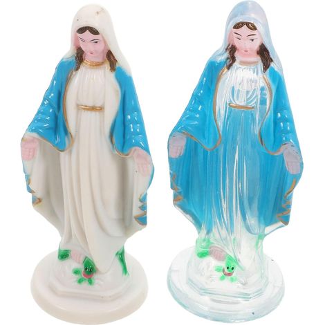 2stücke Marienstatue aus Hochwertigem Resin Detailgetreue Miniature Jungfrau Maria Figur (1/5)