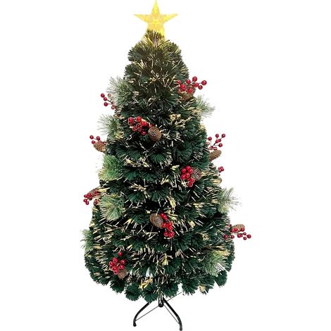 6FT Fibre Optic Artificial Christmas Tree with Metal Stand (1/5)