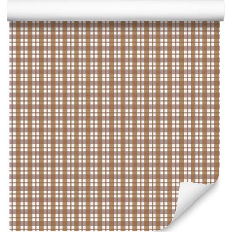 Carta da parati a quadri beige e grigio chiaro per soggiorno e camera da letto, 50x1000 cm (1/5)
